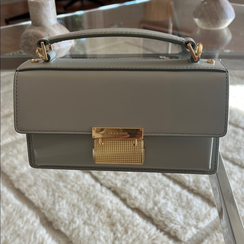 Golden Goose Mini Top-Handle Bag in Light Gray with Gold Hardware